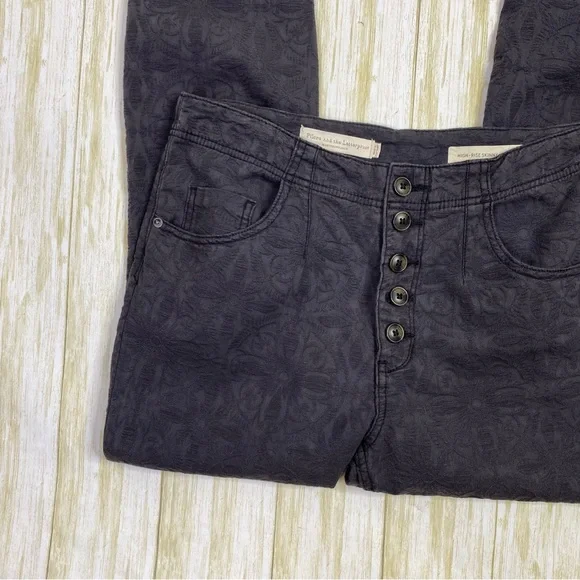 Anthropologie Pilcro and The Letterpress High Rise Skinny Gray Jacquard Pants - Picture 2 of 7
